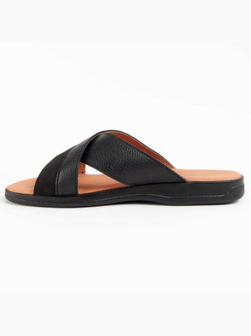 Sandalia Plano Cuero Purapiel - Kiabi