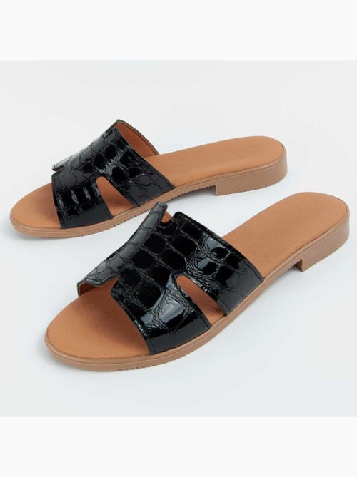Sandalia Plano Cuero Purapiel - Kiabi