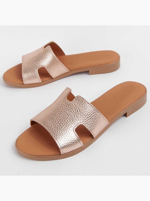 Sandalia Plano Cuero Purapiel - Kiabi