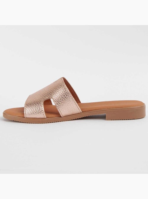 Sandalia Plano Cuero Purapiel - Kiabi