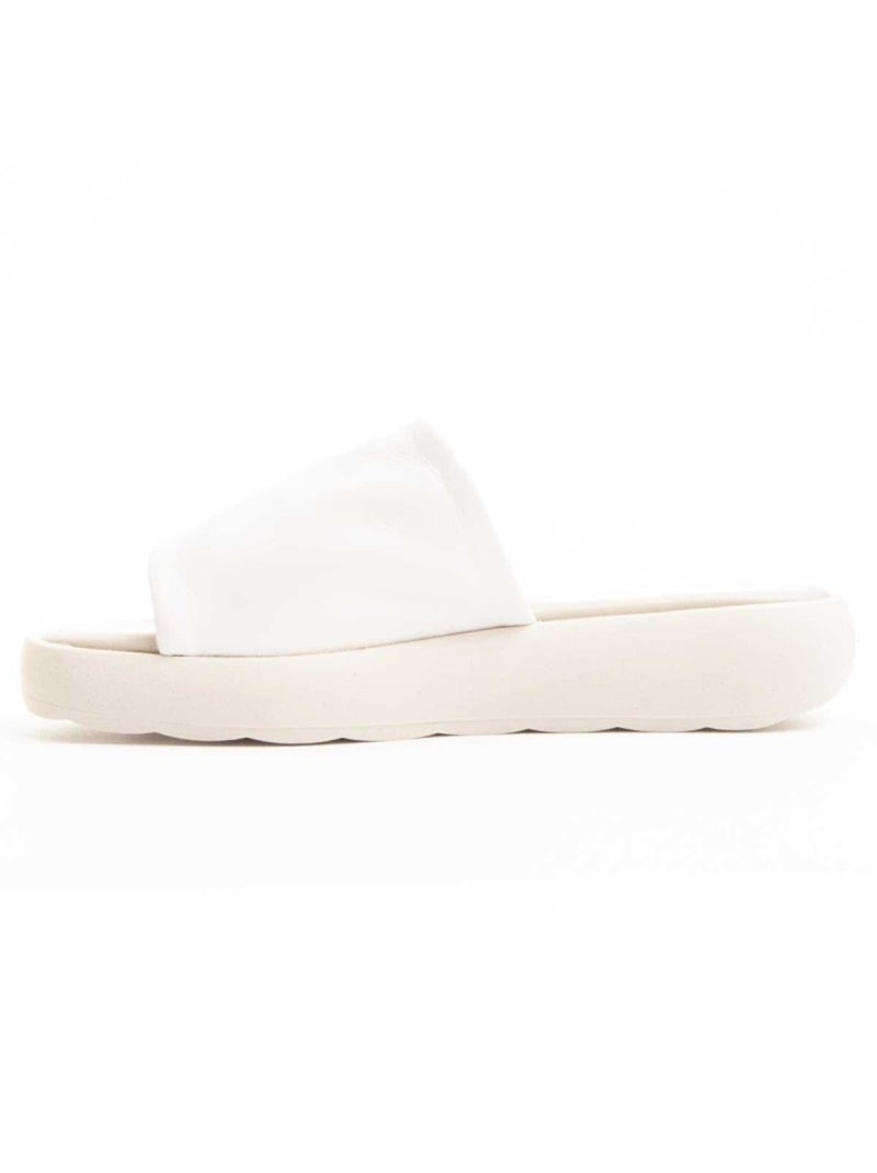 Sandalia plano cuero wikers Blanco - Kiabi