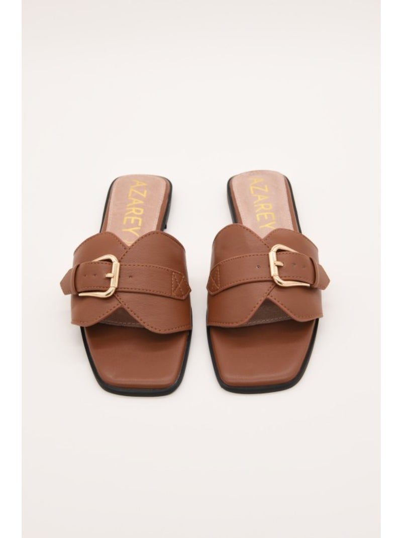 Sandalia Plano Sintetico Montevita Camel - Kiabi