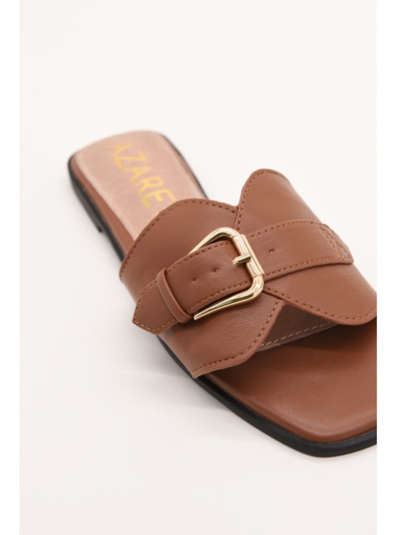 Sandalia Plano Sintetico Montevita Camel - Kiabi