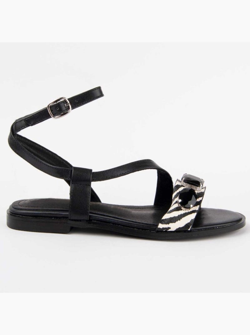 Sandalia Plano Sintetico Montevita Negro - Kiabi