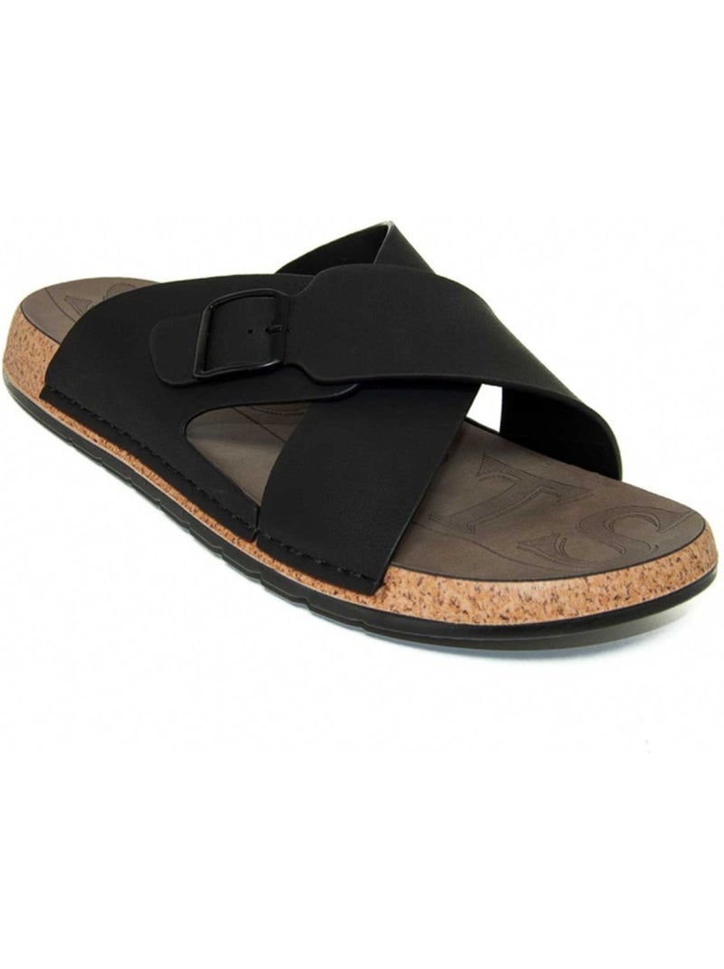 Sandalia Plano Sintetico Montevita Negro - Kiabi