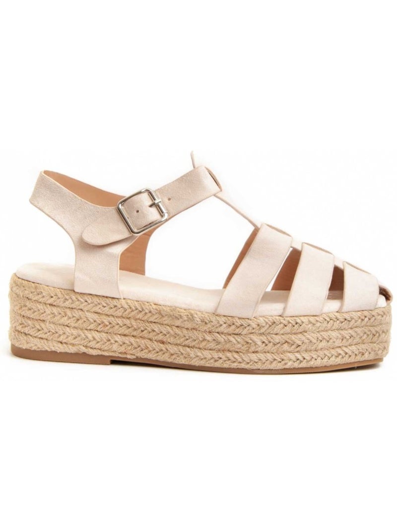 Sandalia Plataforma Sintetico Montevita Beige - Kiabi