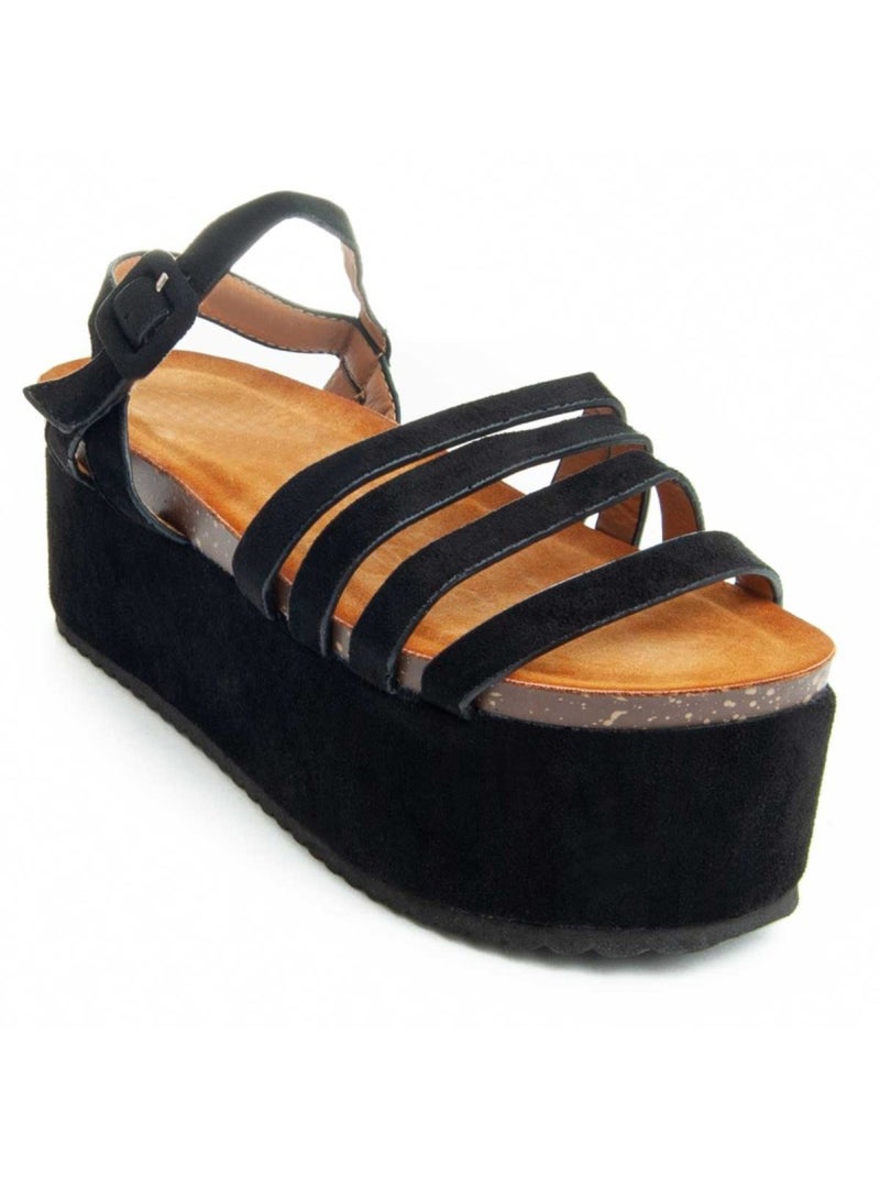 Sandalia Plataforma Sintetico Montevita Negro - Kiabi