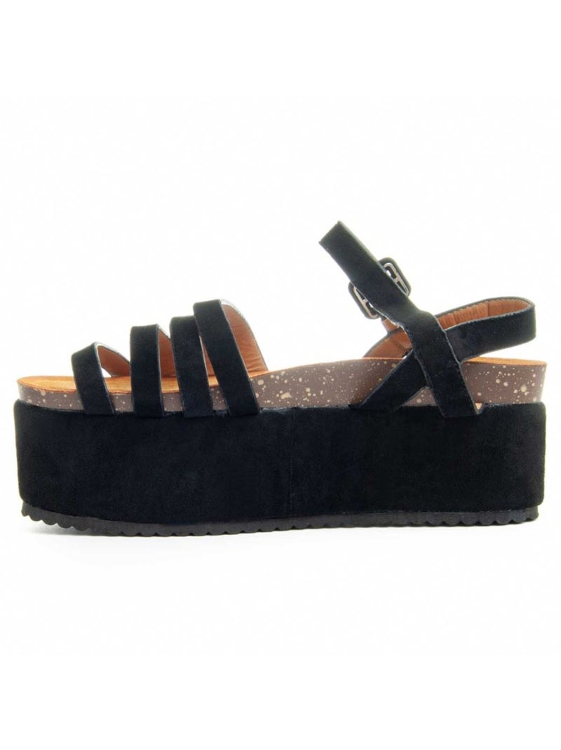Sandalia Plataforma Sintetico Montevita Negro - Kiabi