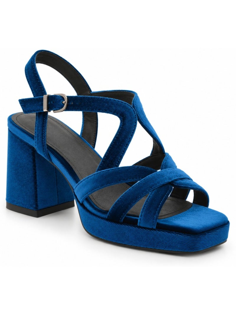 Sandalia plataforma terciopelo montevita Azul - Kiabi