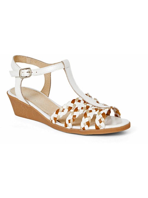 Sandalia slingback de piel de ancho cómodo - Afibel - Kiabi