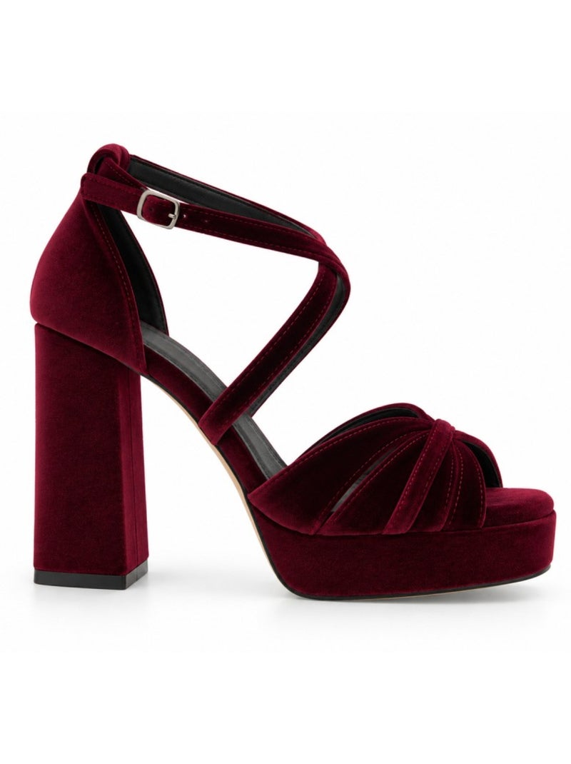 Sandalia vestir terciopelo montevita Rojo - Kiabi