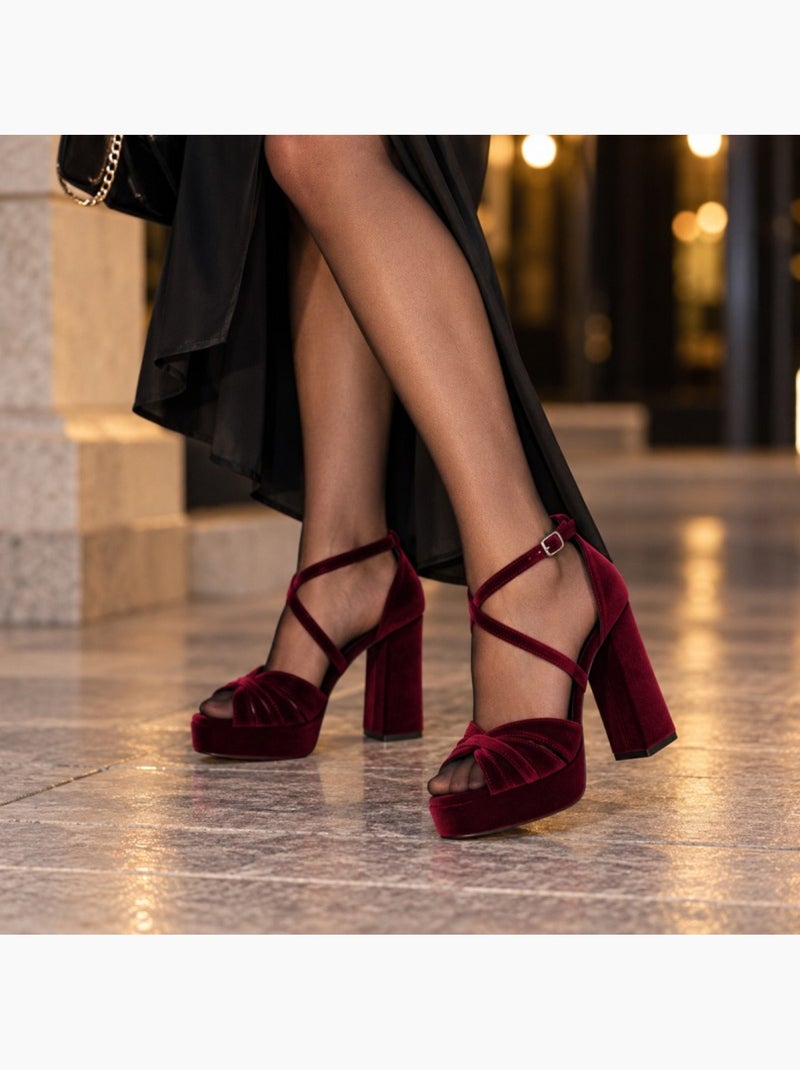 Sandalia vestir terciopelo montevita Rojo - Kiabi