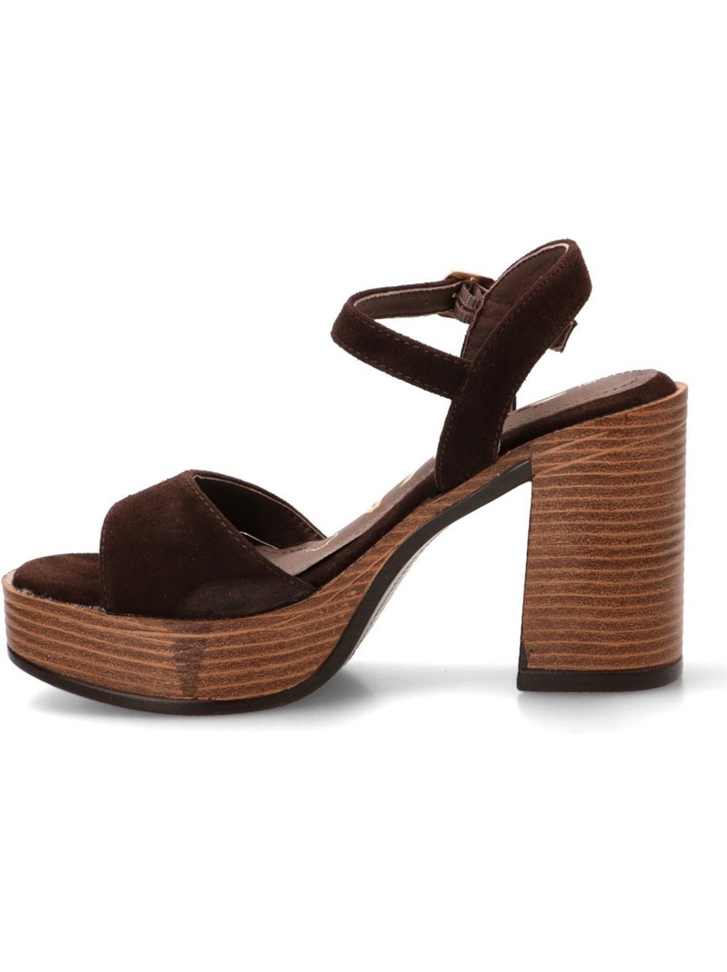 Sandalia Weekend Mujer Tacón Alto - Etika Marrón chocolate - Kiabi