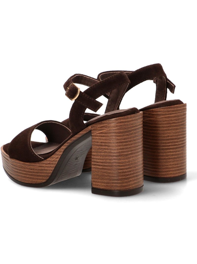 Sandalia Weekend Mujer Tacón Alto - Etika Marrón chocolate - Kiabi