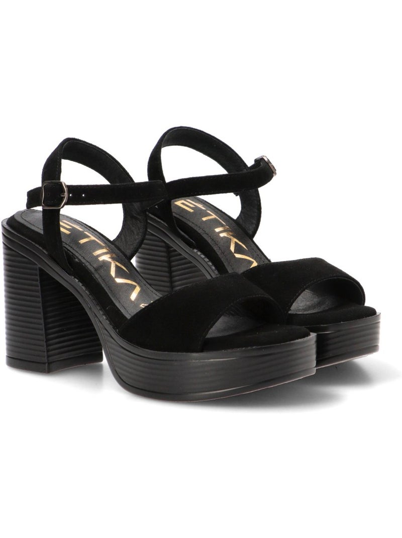 Sandalia Weekend Mujer Tacón Alto - Etika Negro - Kiabi