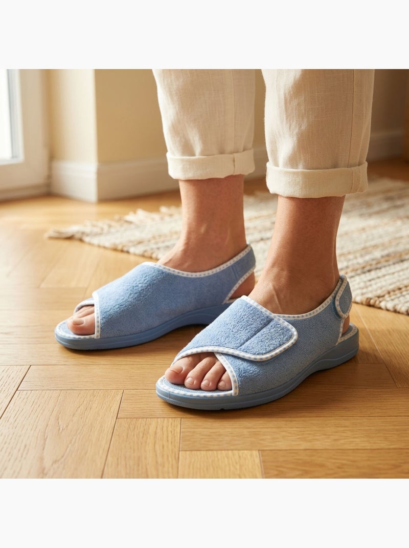 Sandalia Zapatilla de Casa Mujer Esponja Doble Velcro OZABI Azul cielo - Kiabi