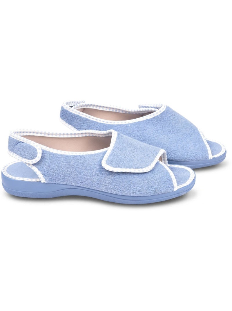 Sandalia Zapatilla de Casa Mujer Esponja Doble Velcro OZABI Azul cielo - Kiabi