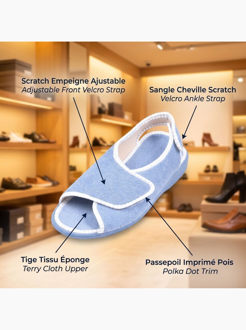 Sandalia Zapatilla de Casa Mujer Esponja Doble Velcro OZABI Azul cielo - Kiabi