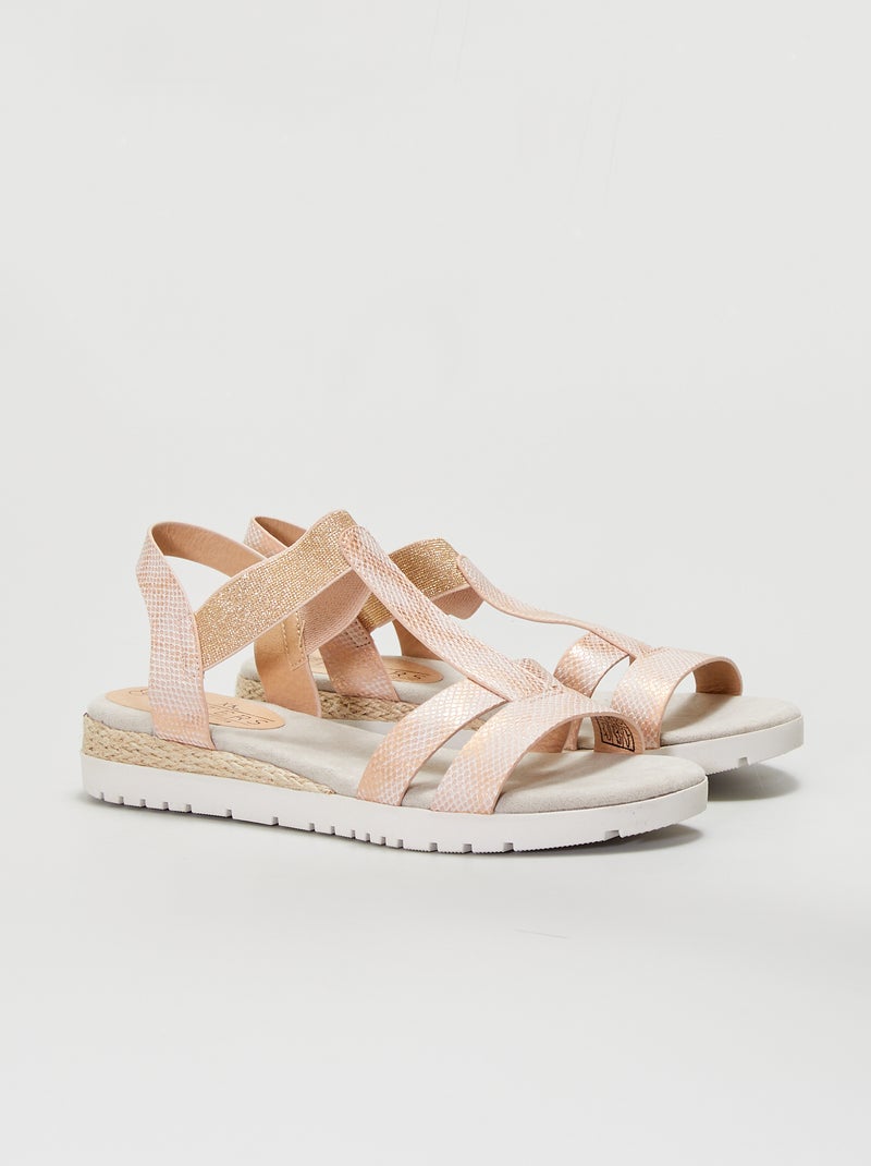 Sandalias abiertas con cuña rosa - Kiabi