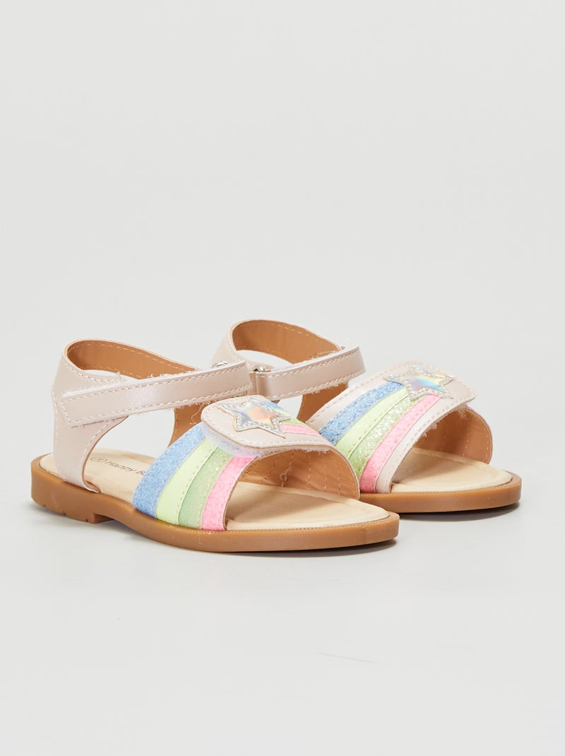 Sandalias abiertas con velcros ROSA - Kiabi
