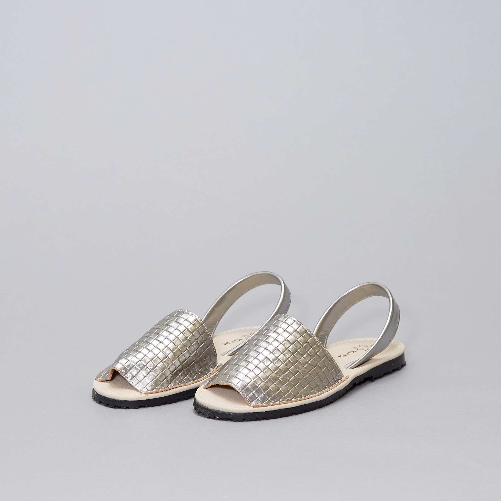 Sandalias abiertas de piel Mujer talla 34 a 48 - plata - Kiabi - 25,00€