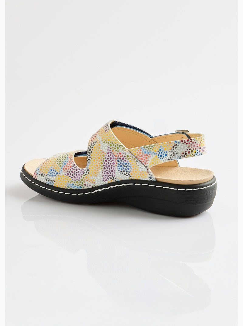 Sandalias anchas de piel - Afibel Azul - Kiabi