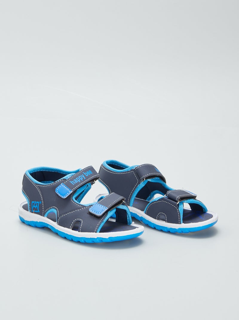 Sandalias bicolor con velcro AZUL - Kiabi