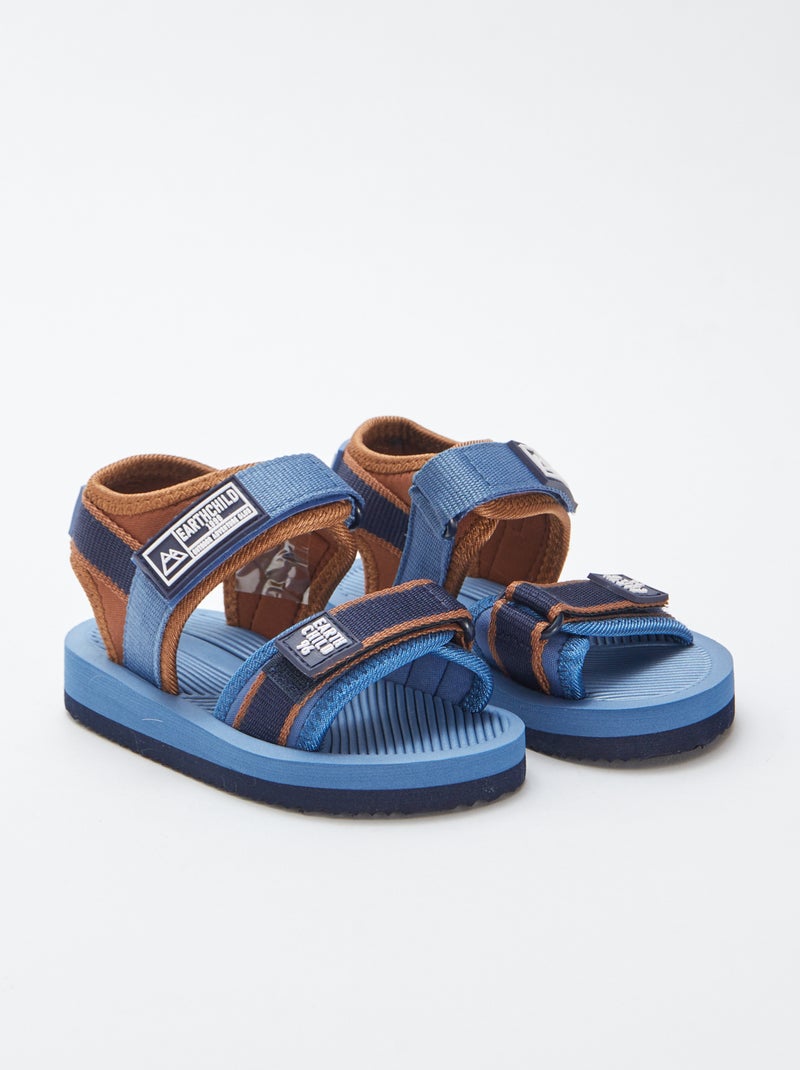 Sandalias bicolores con velcros AZUL - Kiabi