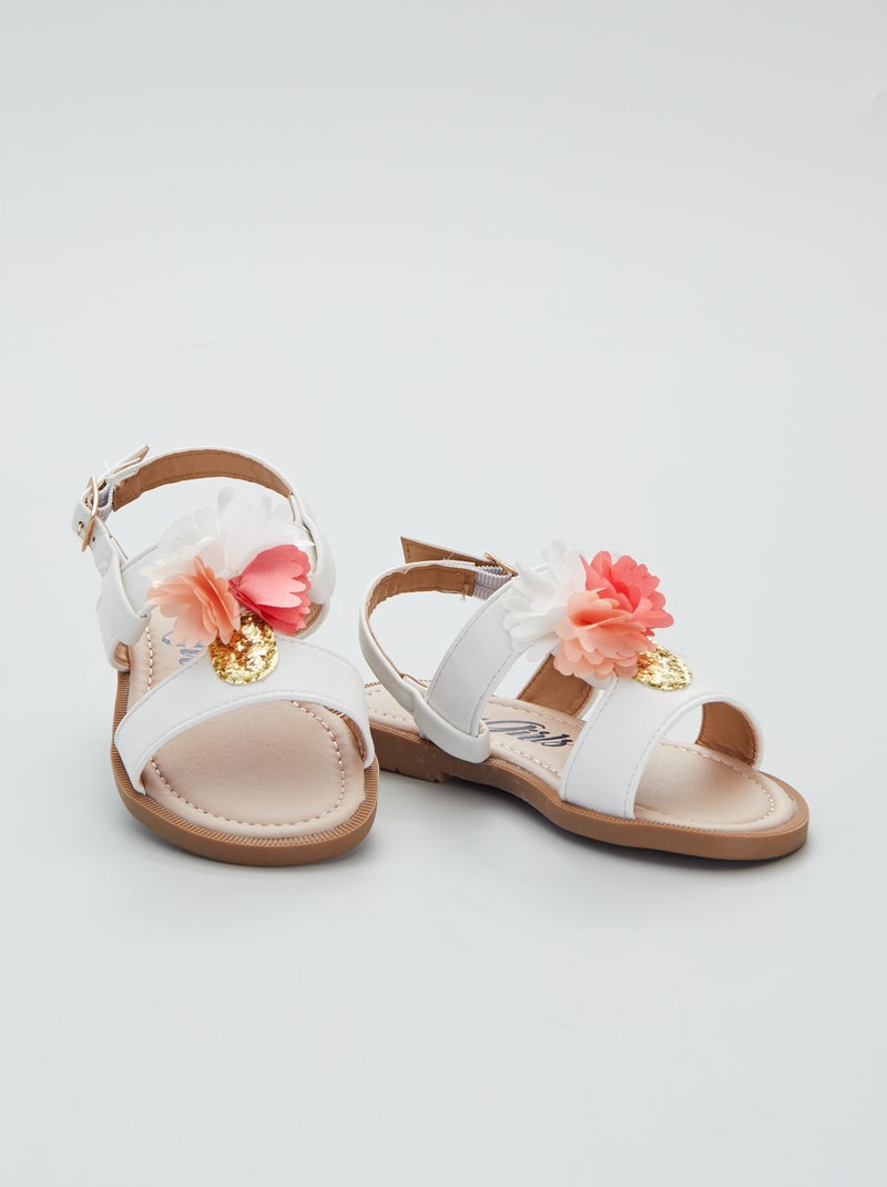 Sandalias brillantes con 'flores' BLANCO - Kiabi