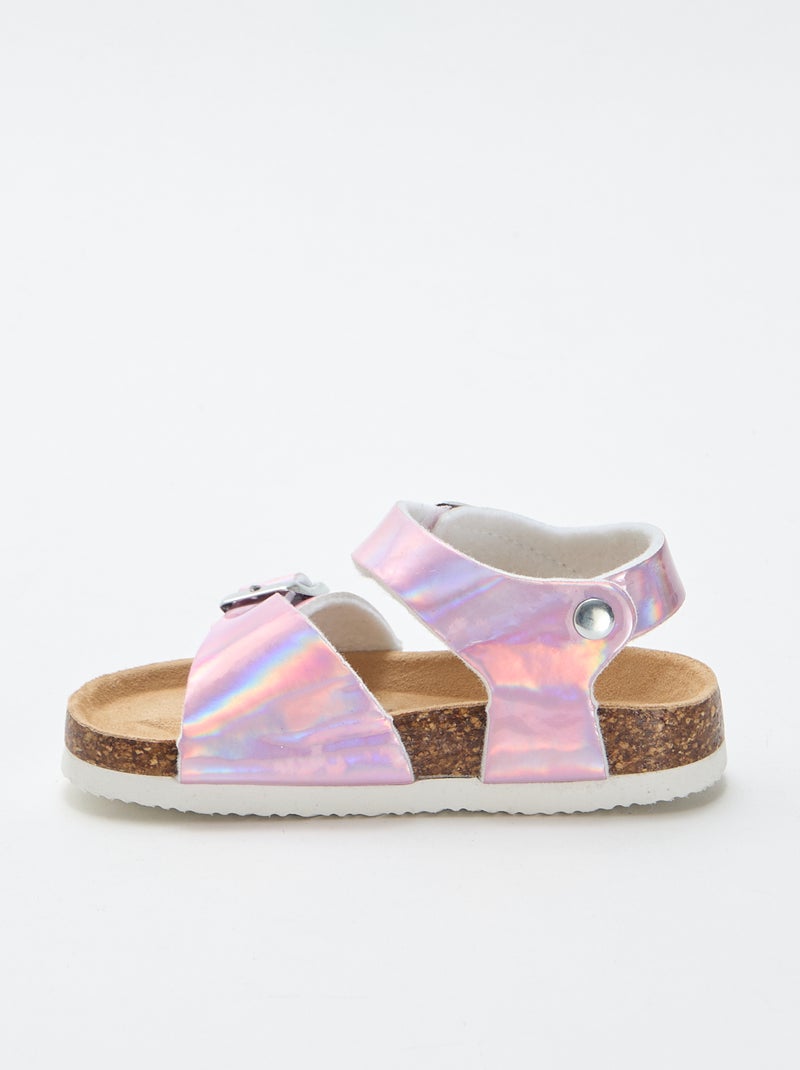 Sandalias brillantes con tiras Rosa - Kiabi