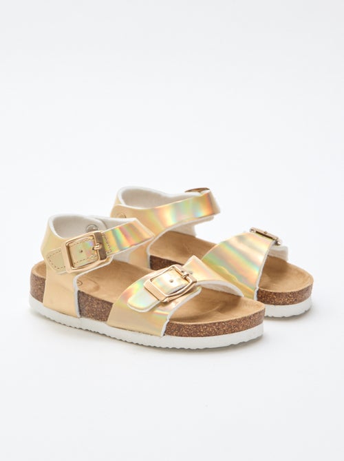 Sandalias brillantes doradas con tiras - Kiabi