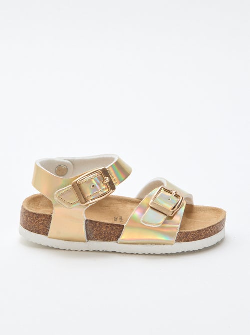 Sandalias brillantes doradas con tiras - Kiabi