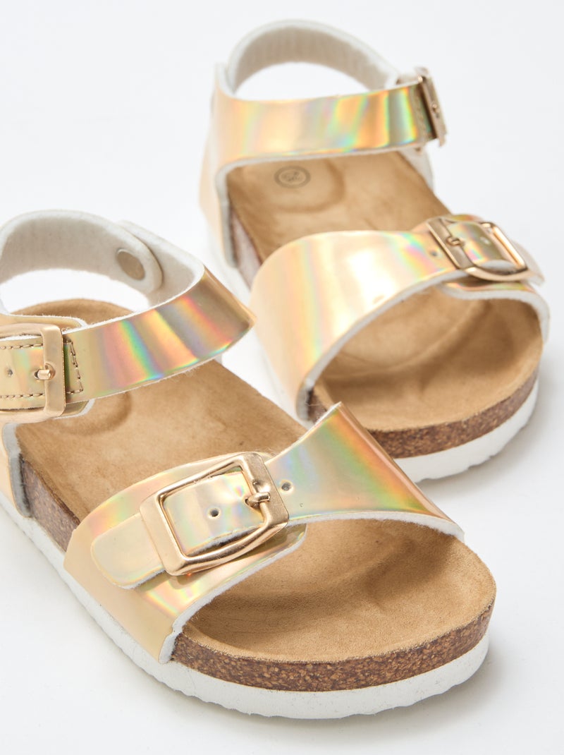 Sandalias brillantes doradas con tiras Amarillo - Kiabi