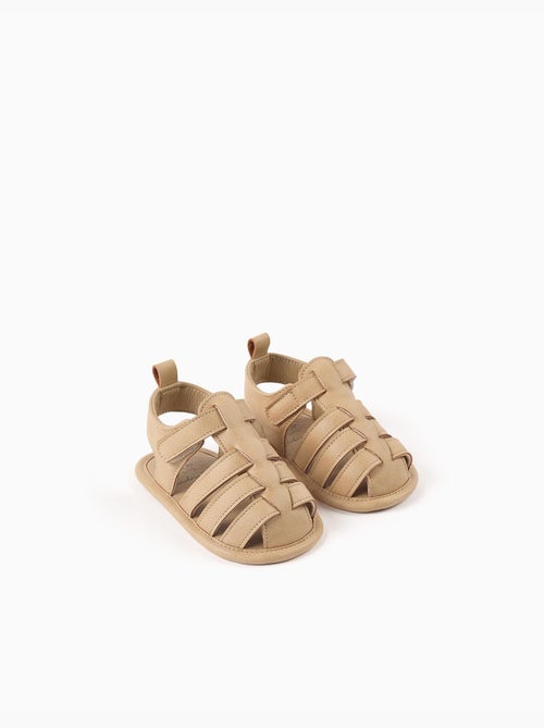 Sandalias cerradas en antelina con tira autoadherente - Kiabi