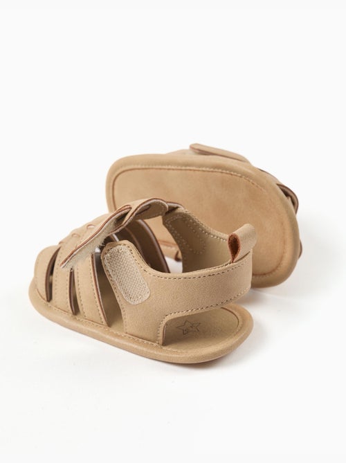 Sandalias cerradas en antelina con tira autoadherente - Kiabi