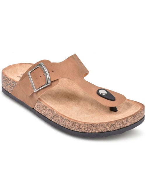 Sandalias Chancla Tira OZABI Nubuck Camel Plata Bronce - Kiabi