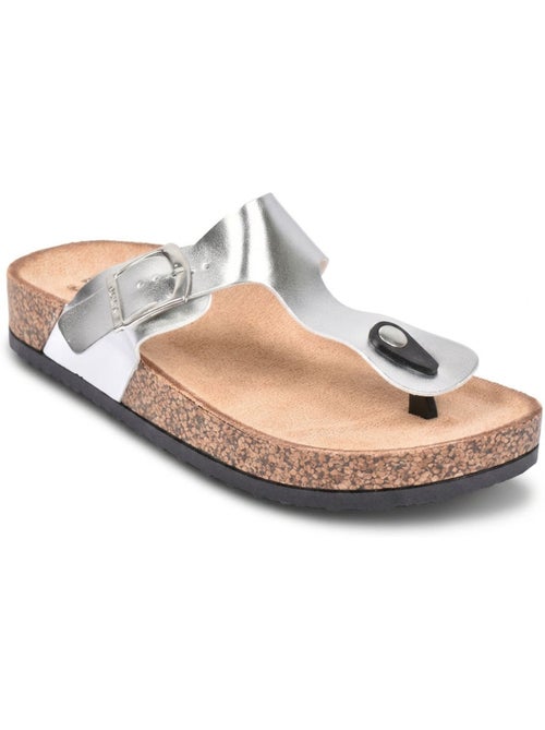 Sandalias Chancla Tira OZABI Nubuck Camel Plata Bronce - Kiabi Sandalias Chancla Tira OZABI Nubuck Camel Plata Bronce - Kiabi