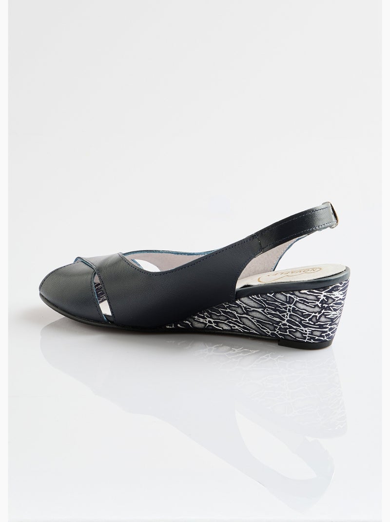 Sandalias cómodas de piel con punta abierta - Afibel Azul - Kiabi