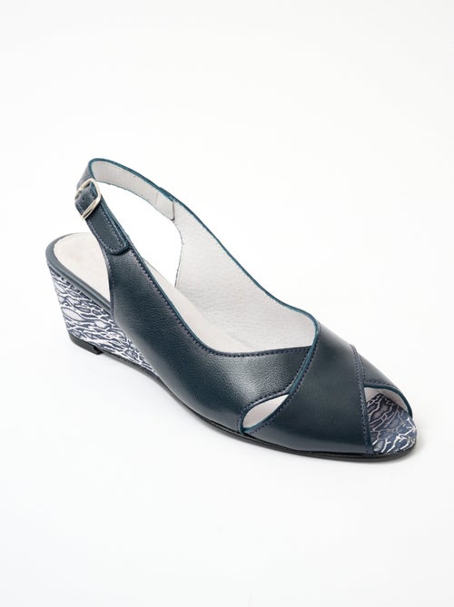 Sandalias cómodas de piel con punta abierta - Afibel - Kiabi