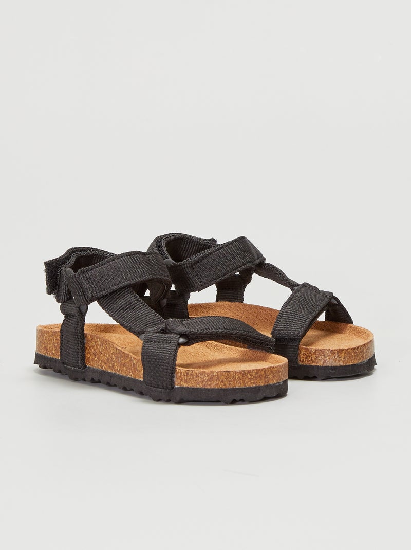 Sandalias con 3 velcros negro - Kiabi