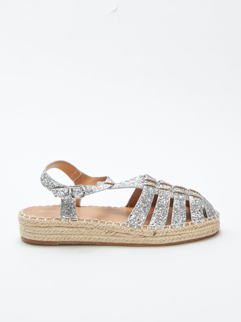 Sandalias con brillos y hebilla de cierre GRIS - Kiabi