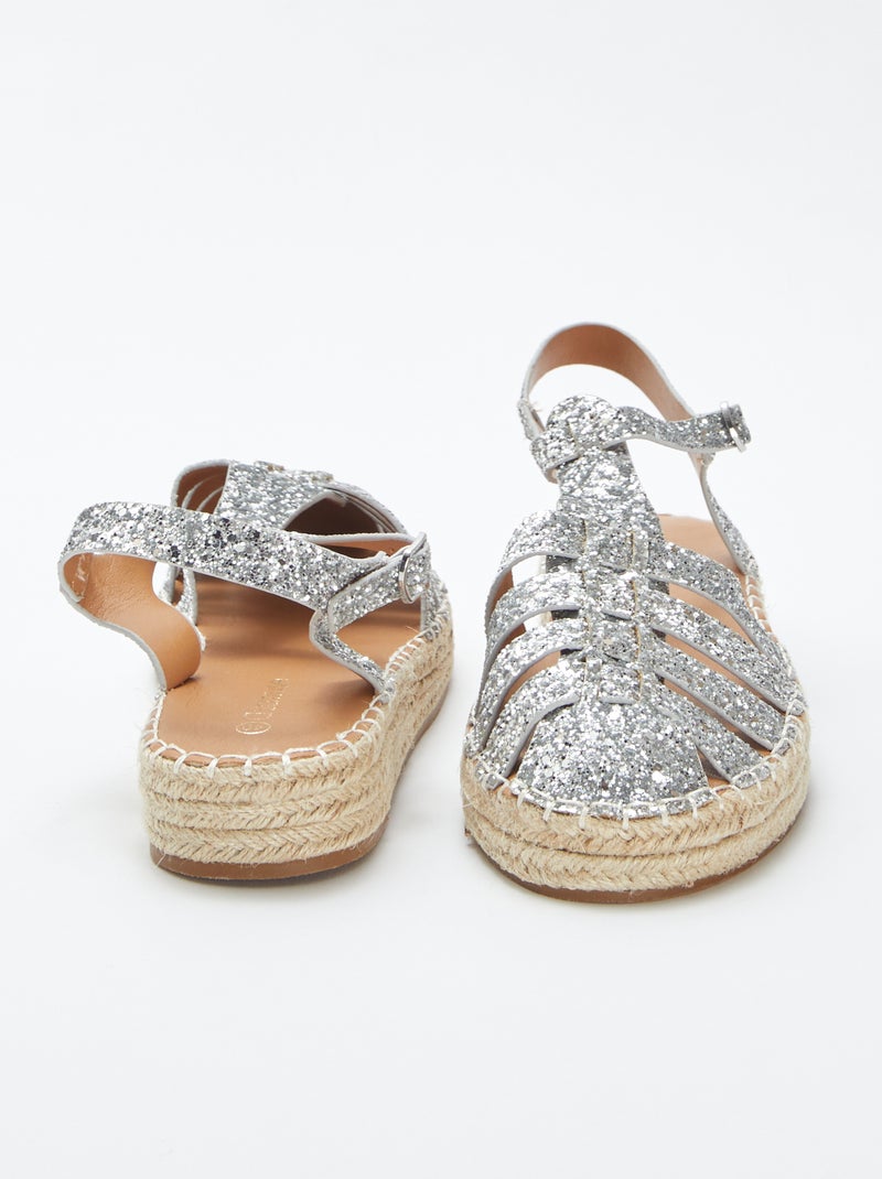 Sandalias con brillos y hebilla de cierre GRIS - Kiabi