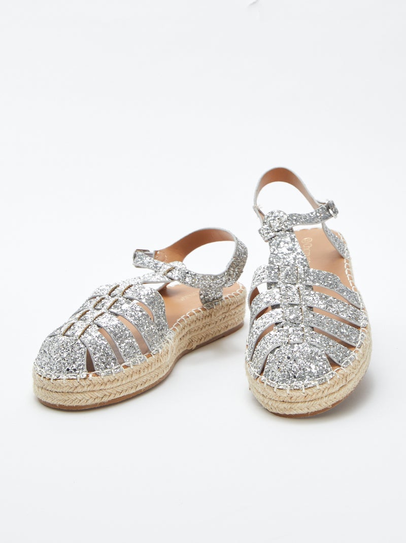 Sandalias con brillos y hebilla de cierre GRIS - Kiabi