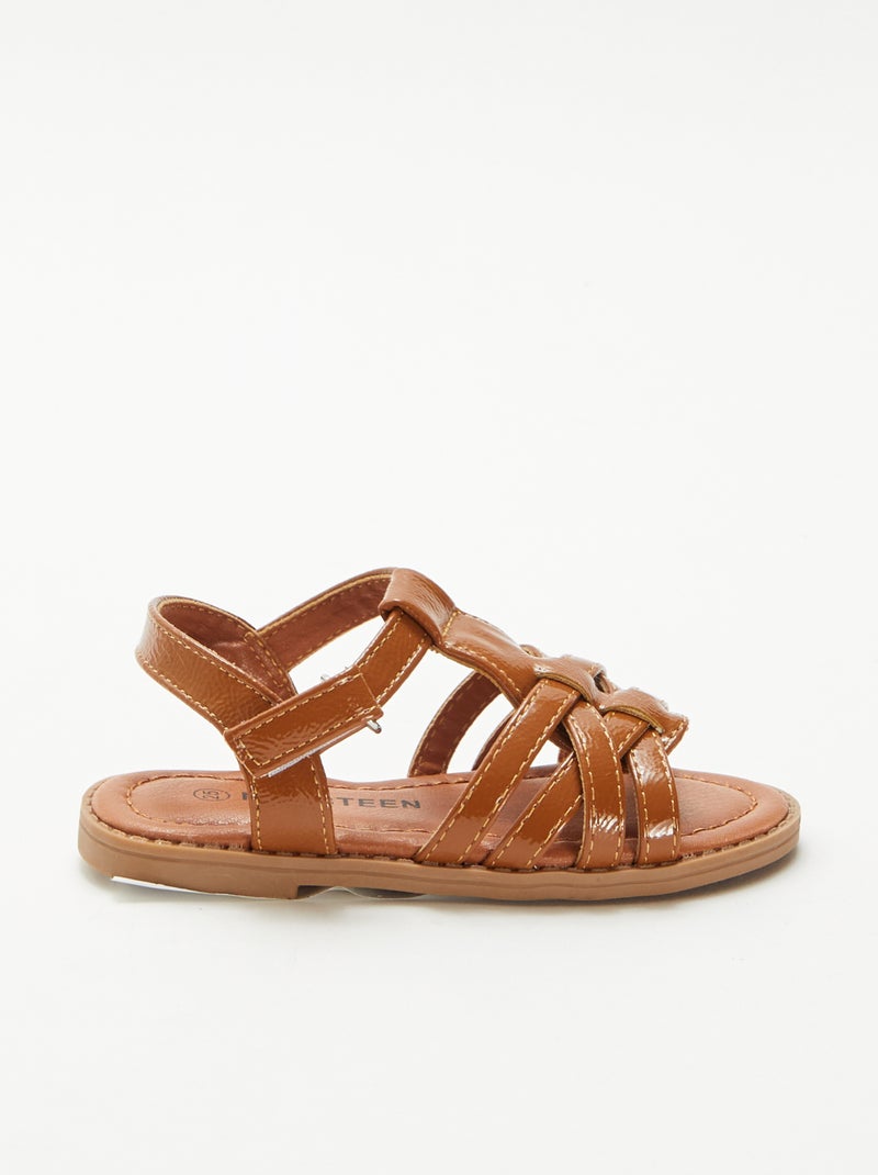 Sandalias con cierre de velcro Marrón - Kiabi