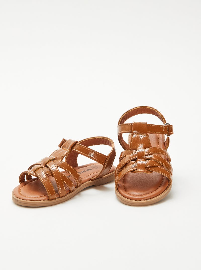 Sandalias con cierre de velcro Marrón - Kiabi