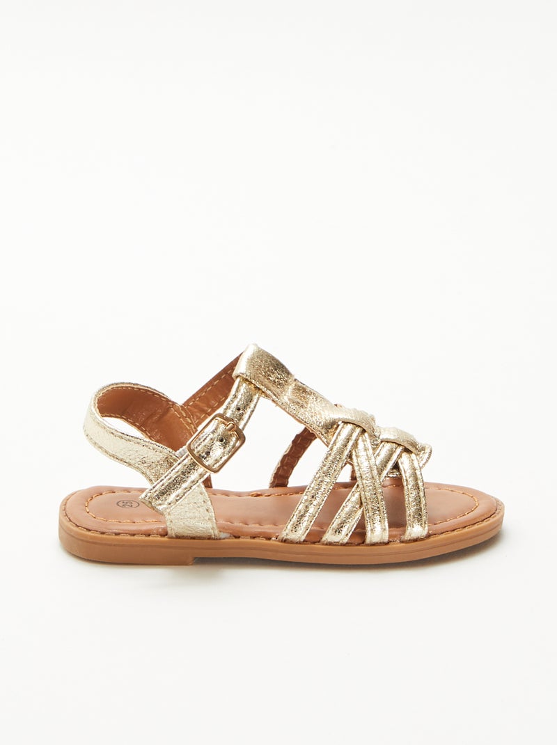 Sandalias con cierre de velcro y tiras cruzadas Amarillo - Kiabi