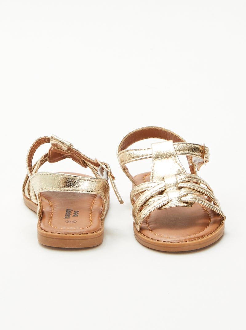 Sandalias con cierre de velcro y tiras cruzadas Amarillo - Kiabi