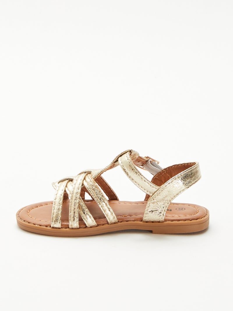 Sandalias con cierre de velcro y tiras cruzadas Amarillo - Kiabi