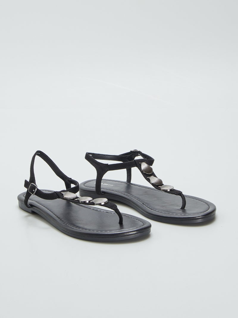 Sandalias con conchas negro - Kiabi