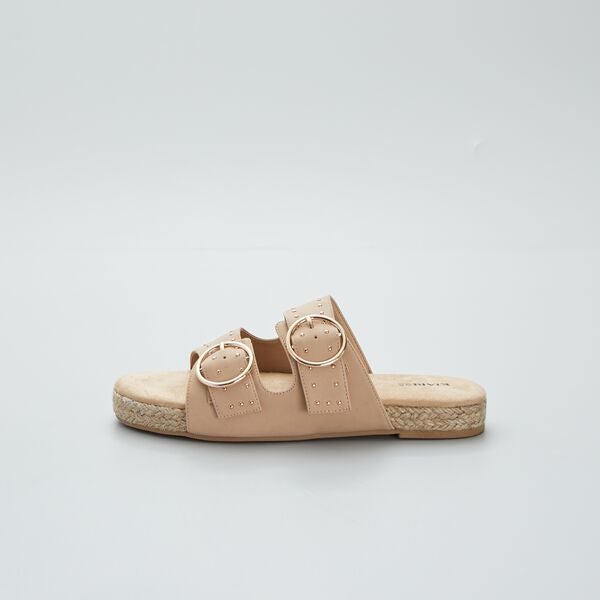 Sandalias con correas de tachuelas Mujer talla 34 a 48 - BEIGE - Kiabi -  15,00€